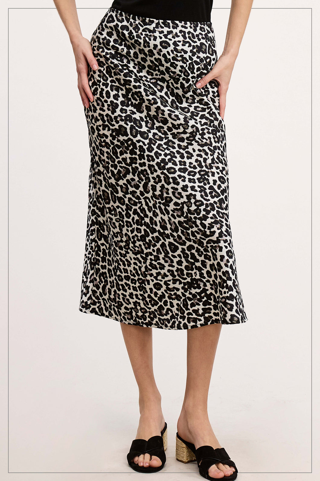 Leopard Printed Bias Cut Midi Skirt