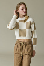 Load image into Gallery viewer, Harper Checkerboard Crop Sweater Top
