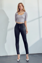Load image into Gallery viewer, Coated High Rise Button Down Skinny Jeans
