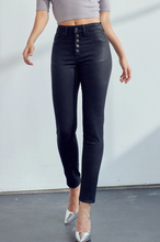 Load image into Gallery viewer, Coated High Rise Button Down Skinny Jeans
