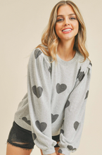 Load image into Gallery viewer, Puff Sleeve Heart Crew
